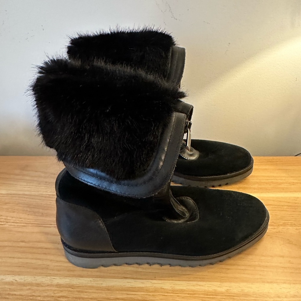 Aquatalia Black Winter Faux Fur Lined Boot Sz 9.5